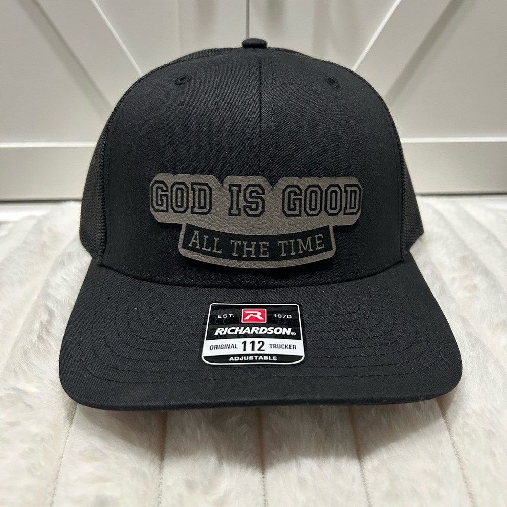 God is Good laser engraved Richardson 112 Trucker Hat.
